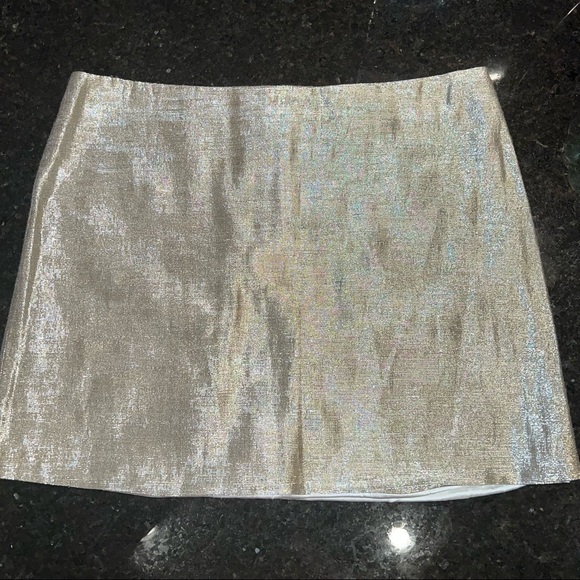 Alice + Olivia Metallic Gold Mini Skirt - Picture 5 of 5